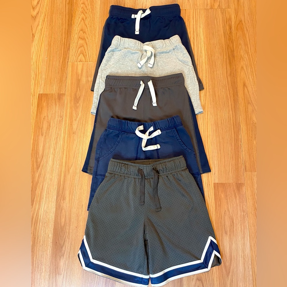 🏀BOYS SIZE 5 BASKETBALL SHORTS MESH COTTON BUNDLE OF 5! SUMMER SHORTS 5/5A